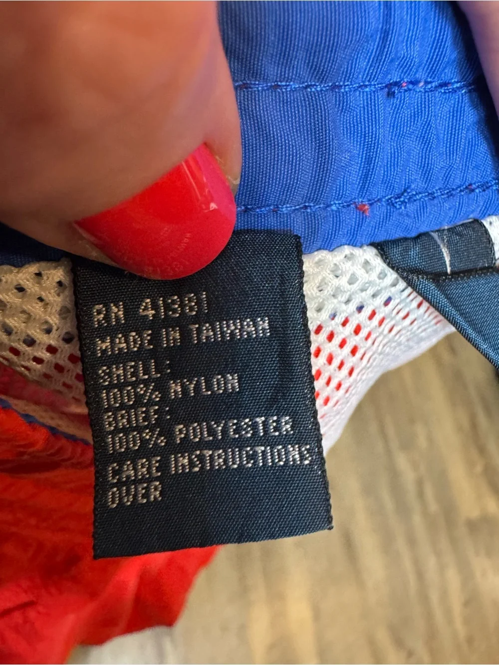 Polo by Ralph Lauren Red Men’s Swim Trunks with Blue Drawstring Flaws size L
